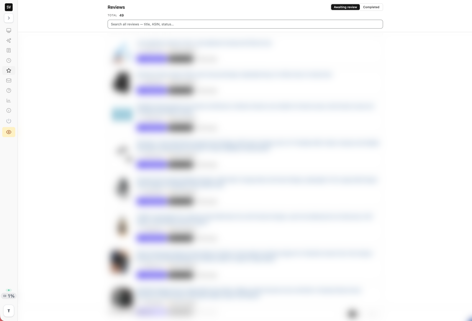 Awaiting review tab with Write with AI + Write review.